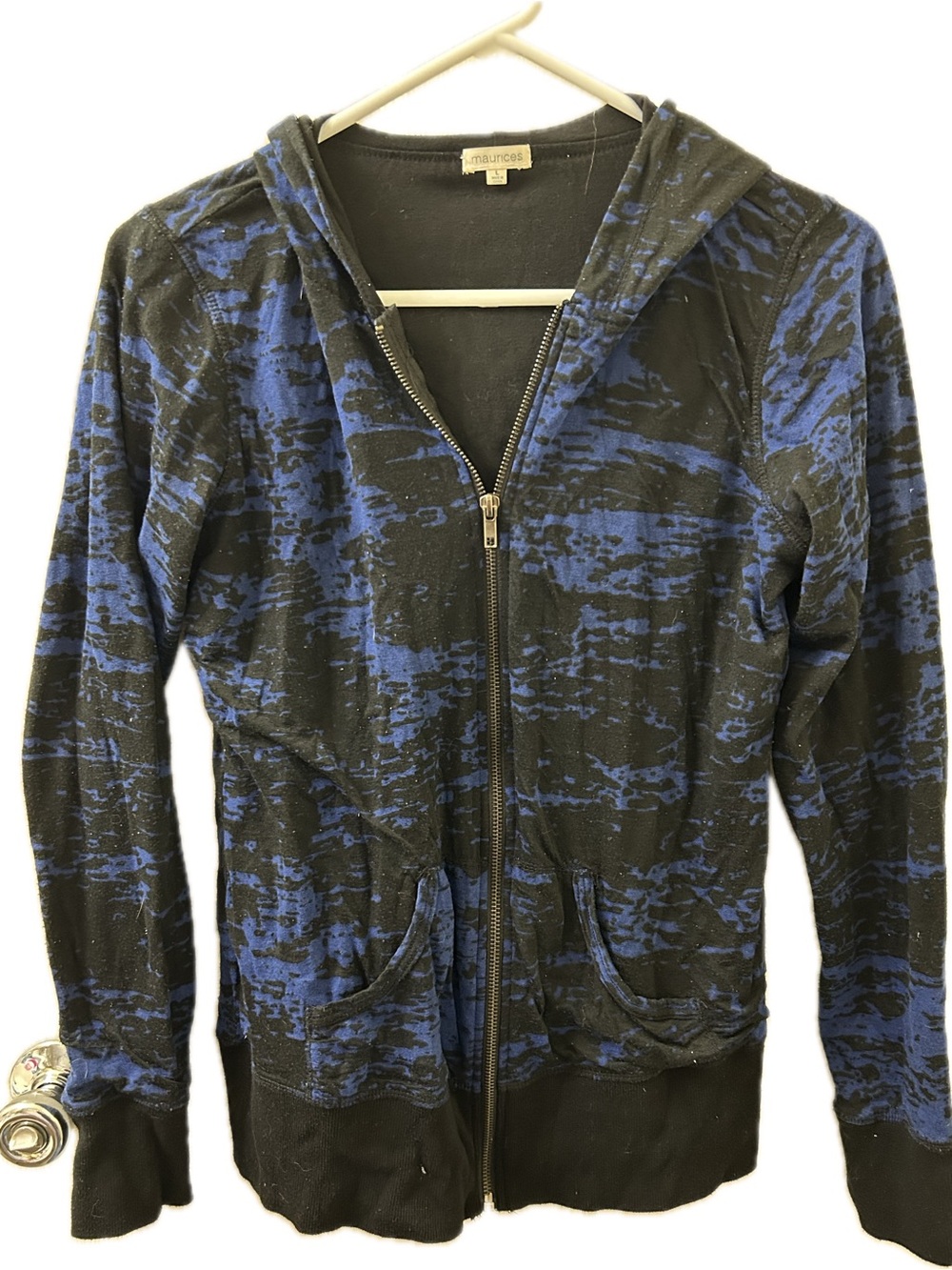 Black And Blue Grunge Zipper Hoodie